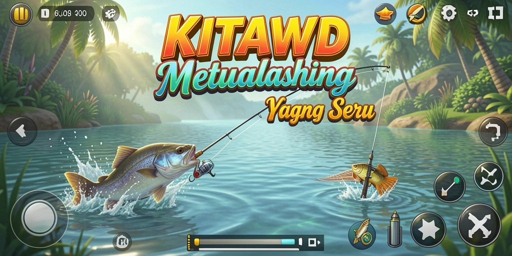 Tampilan gameplay KITAWD dengan suasana memancing yang seru.