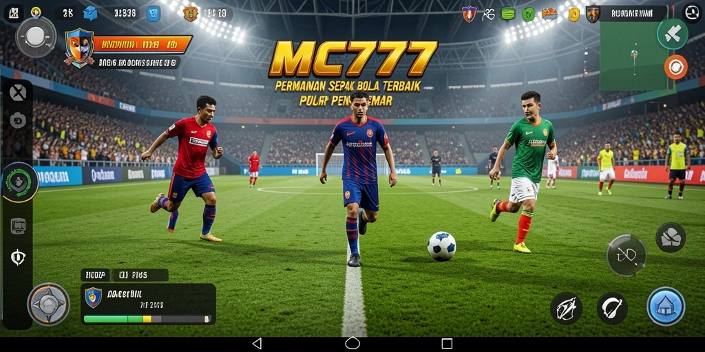 Screenshot gameplay <strong>MC777</strong> menampilkan pertandingan sepak bola yang intens dan menegangkan.