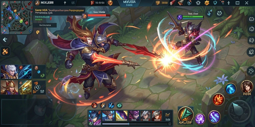 Tampilan gameplay MOBA MIXUE88 yang mendebarkan dan penuh aksi.