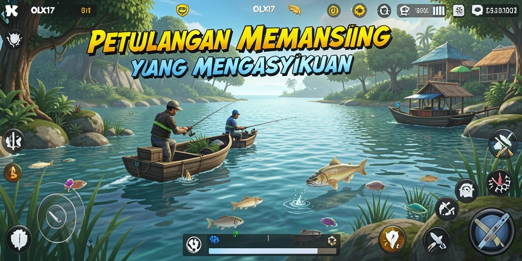 Screenshot dari gameplay <strong>OLX17</strong> menunjukkan pengalaman memancing yang seru.