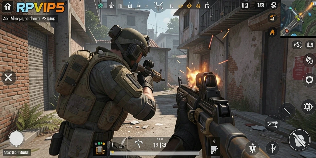 Screenshot RPVIP5 menampilkan aksi intens dalam pertempuran FPS.
