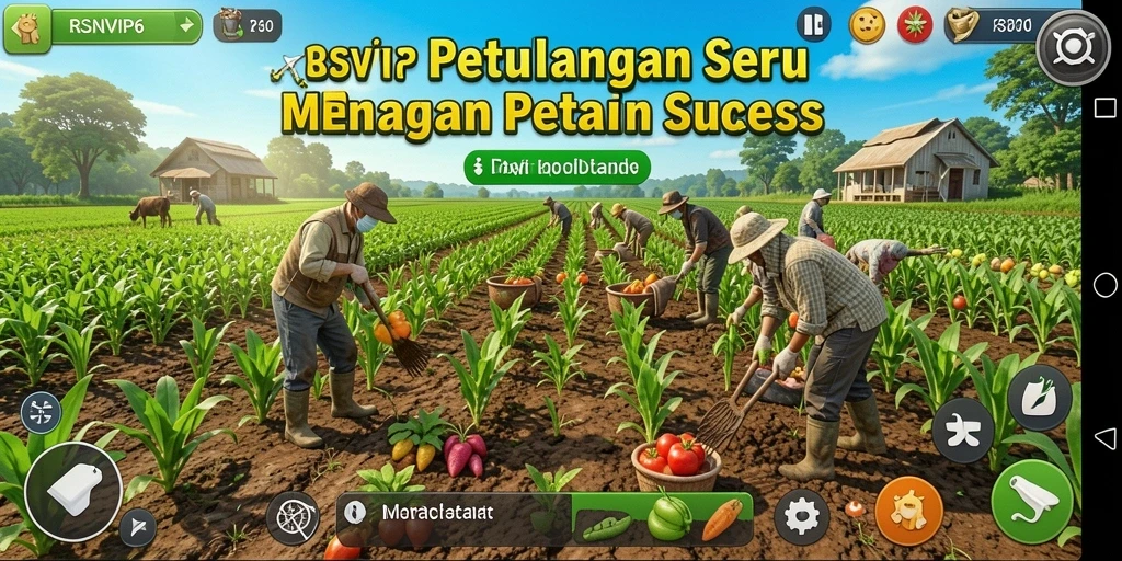 Screenshot gameplay RSNVIP6 menampilkan petani yang sedang merawat tanaman di lahan pertanian.