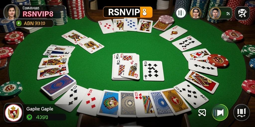 Screenshot gameplay RSNVIP8 dengan tampilan Gaple yang menarik.